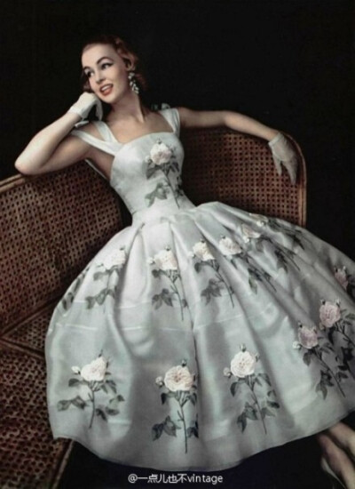 Photographer: Philippe Pottier. Givenchy dress․L’Officiel #411, 1956