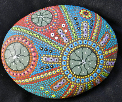 Peyote Button Hand Painted River Stone