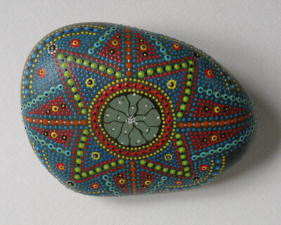 Peyote Button Hand Painted River Stone by Hikuri on Etsy