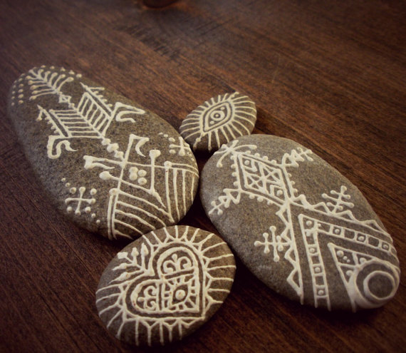 geometric painted pebbles