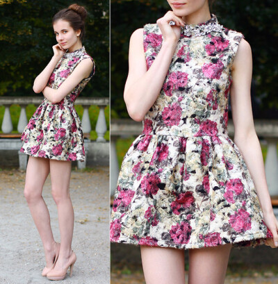 Vj Style Floral Dress, Asos Beige Leather Pumps