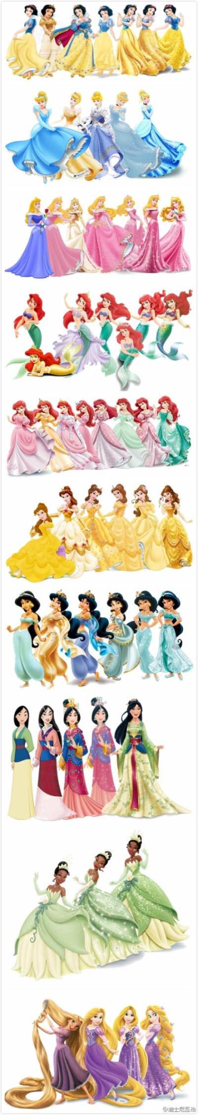 姑娘的衣柜怎么能缺少好看的衣服？公主的衣柜更是不会少的啦！从迪士尼公主不同时期的服装来看，你觉得她们是变美了?还是变美了?还是变美了？
