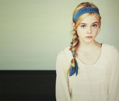 Elle Fanning With A Blue Scarf