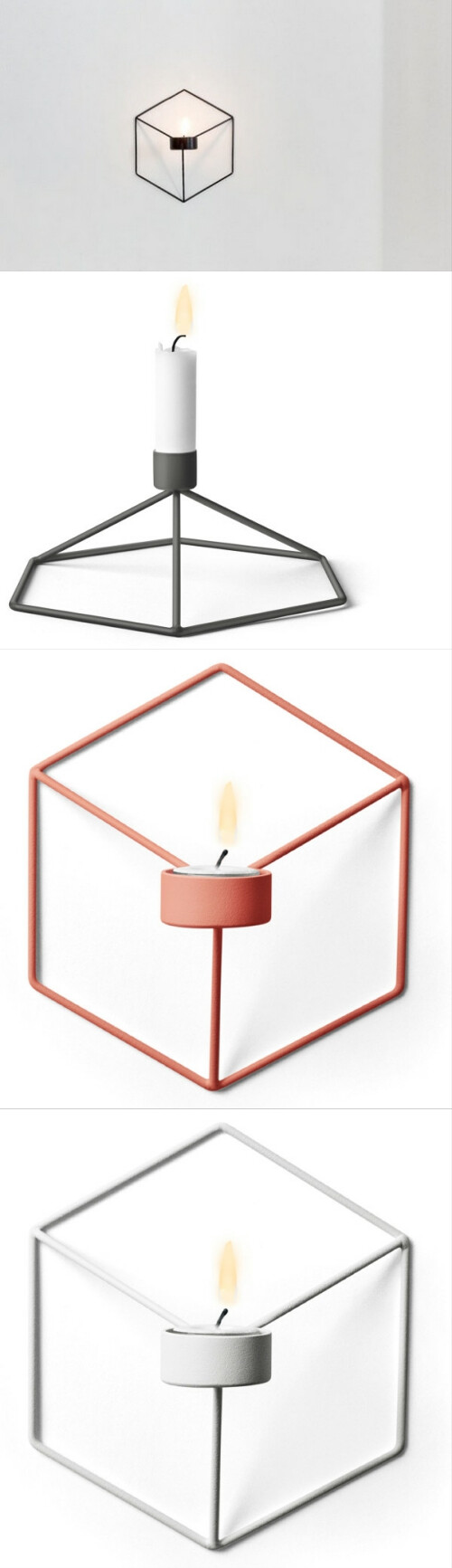 来自瑞典斯德哥尔摩的Note设计工作室设计了一对儿名为「观点（Point of View）」的立方体烛台，正如其名字所暗示的那样，观察视角不同，你看到的效果也不相同。
