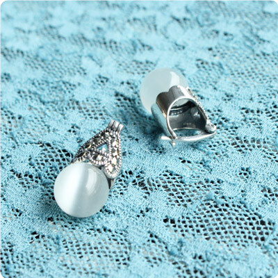 正品泰国925纯银耳环女乌金石猫眼石防过敏生日礼物新品