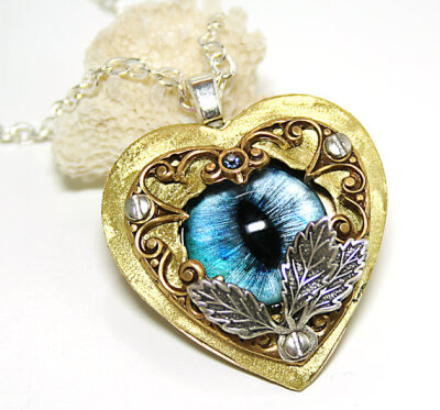 Steampunk Necklace Eye Love You Hearts Steampunk Jewelry Victorian Heart Evil Eye Pendants Hazel Eye