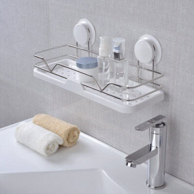 嘉宝卫浴吸壁式浴室卫生间强力吸盘置物架收纳架不锈钢金属壁挂