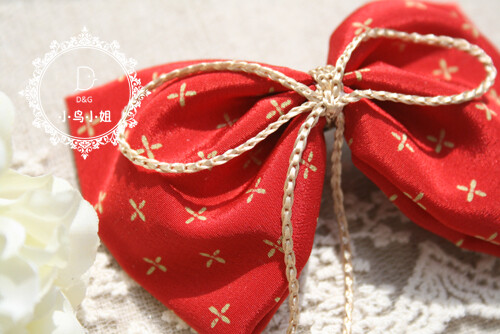 小鸟小姐 日式和风暗红缎面十字纹金线蝴蝶结发夹 堆糖 美图壁纸兴趣社区