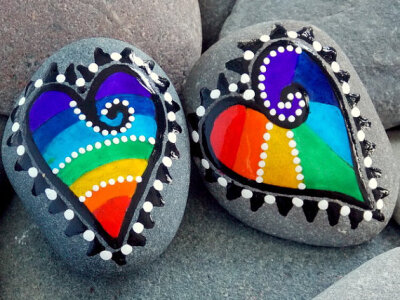 Magnets /Made for Each Other / Painted Rocks / Sandi Pike Foundas / Cape Cod Sea Stones