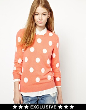 Image 1 of CC Cashmere by John Laing Crew Neck Jumper with Polka Dots in 100% Cashmere