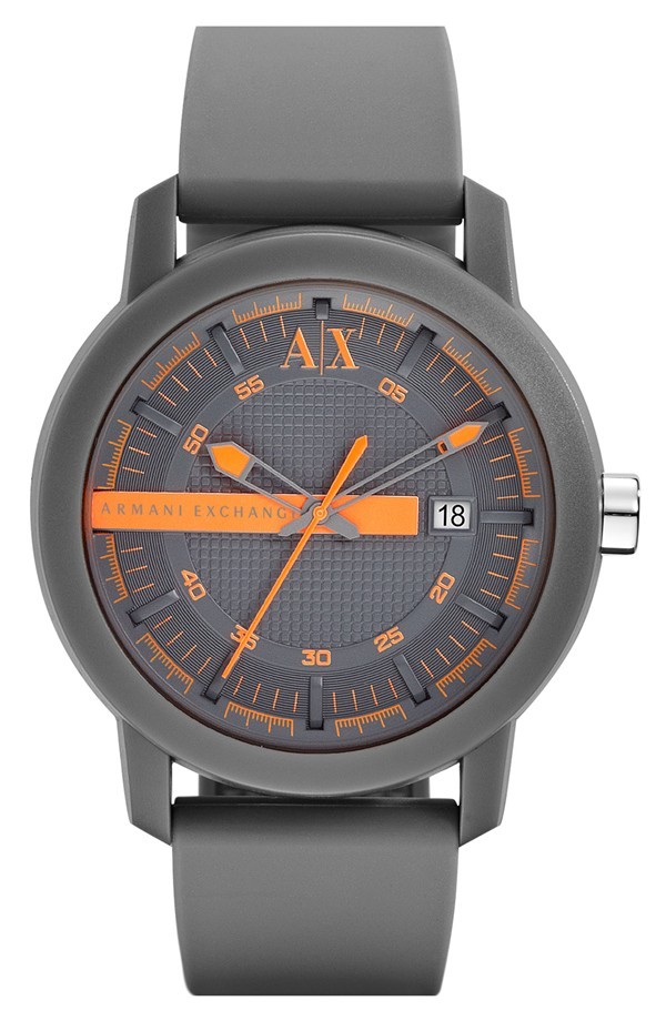 ax armani exchange 2013 44mm 徽标长条硅胶表带手表