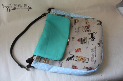 纯手工原创棉麻单肩手提真皮包带布包学院森女文艺淑女/绿袖良品