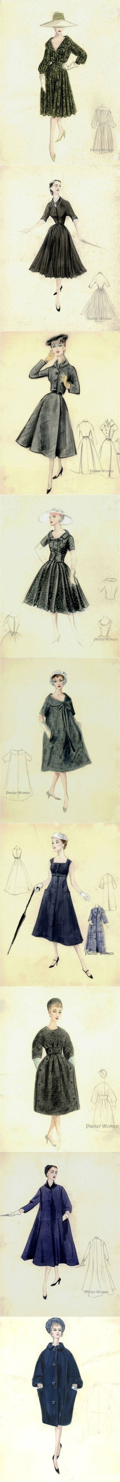 1950-1969 Christian Dior. 复古迷们可以当作秋冬着装参考哦！