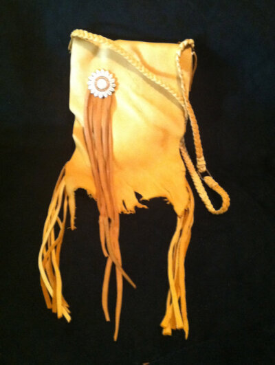 Bohemian Deer Skin Hip Bag with Fringe and Beads Native American Style