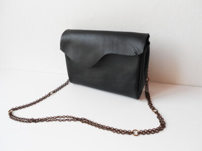 Wave leather hand made square shoulder bag