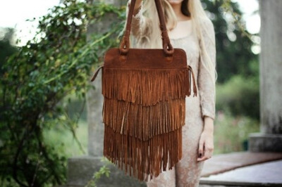 Fringe Brown Leather bag // made to order // by SABRINATACH