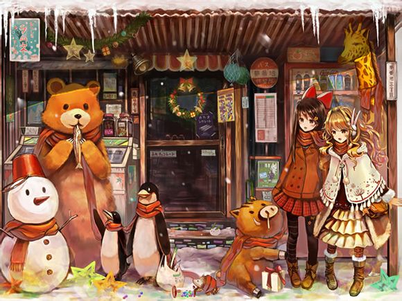 冬日圣诞里的小熊和雪人，不止一次出现在我的梦里✿