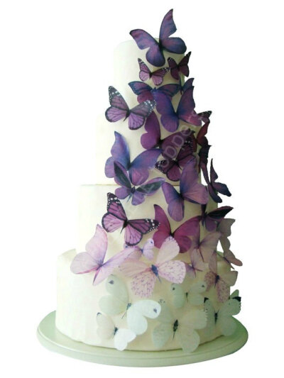 Wedding CAKE TOPPER - Ombre Edible Butterflies in Purple - Butterfly Wedding Cake, Cake Decorations, Cake Supply婚礼蛋糕