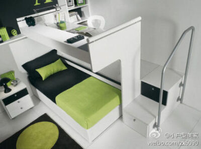 床在下，书桌在上的变形高床设计