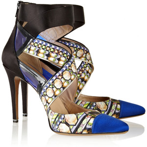 Nicholas Kirkwood Printed satin, patent-leather and PVC sandals