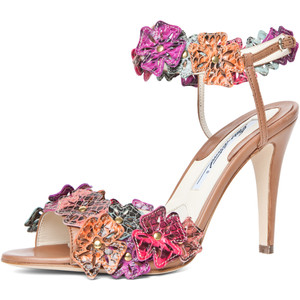 Brian Atwood Coraline Flower Sandal in Snake Multi