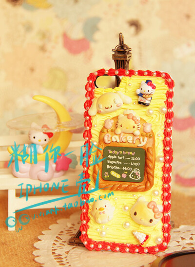 自制DIY HELLOKITTY面包店 奶油手机壳 IPHONE4S/5/三星9300/HTC