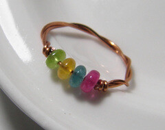 四色水晶绕线戒指