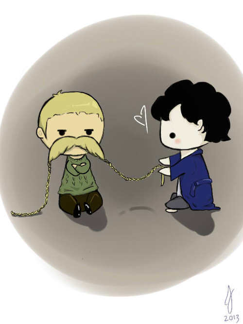 Sherlock likes braiding John’s mustache