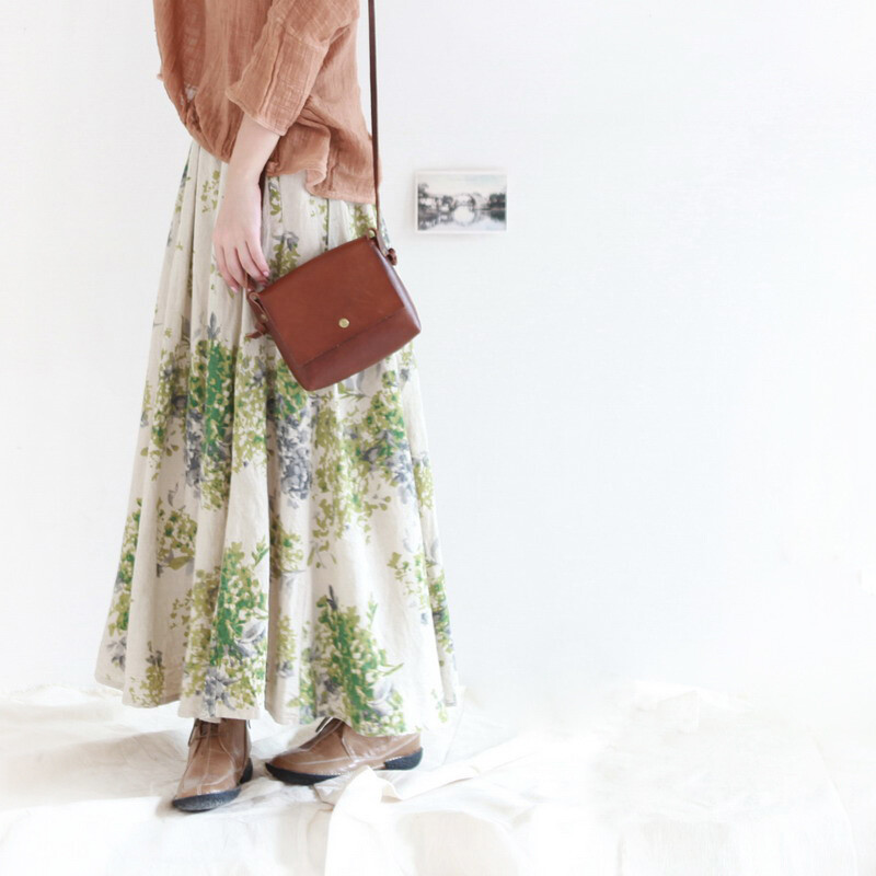 遇见苏。印花亚麻长裙