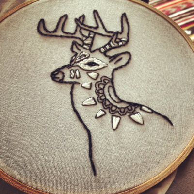Costume Party Dressed Up Deer Hand Embroidery