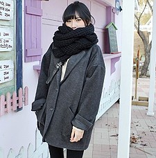 子恬衣橱恩典韩国正品代购ulzzang 2013宽松秋冬毛呢西装外套大衣