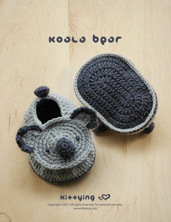 koala bear baby booties crochet pattern