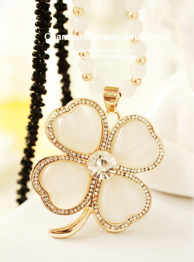 猫眼石四叶草长项链