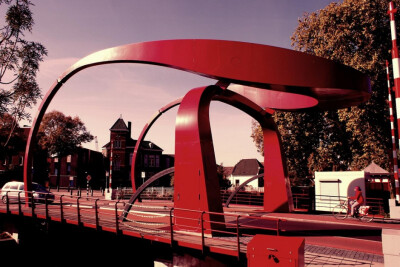 12 Rode Brug, Utrecht, Netherlands The aptly named Rode Brug (literally: "Red Bridge") elegantly spans the Vecht River in the red light district of Utrecht.