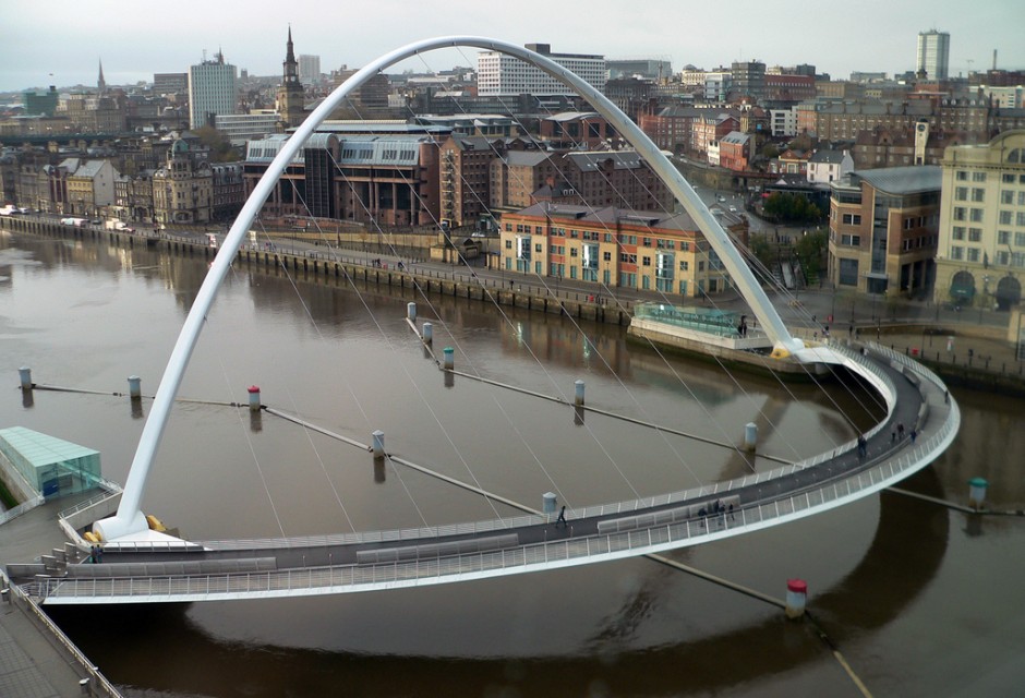 29 Gateshead Millennium Bridge, England Opened in 2000, the Millennium Bridge is a pedestrian footbridge across the River Tyne with a unique feature: The bridge can rotate up to allow boats to pass under.