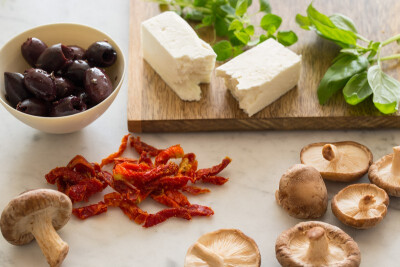 Mediterranean Style Farro Salad ingredients