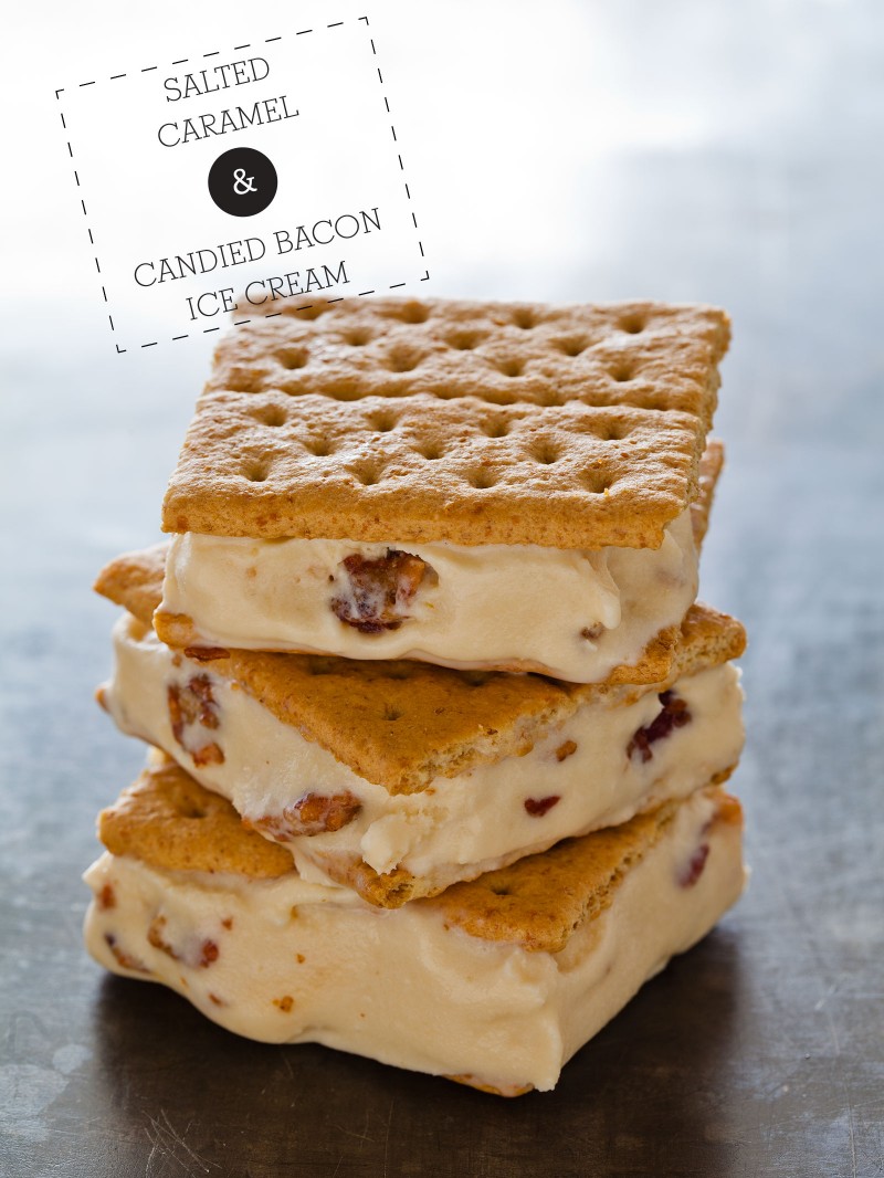 A recipe for Salted Caramel and Candied Bacon Ice Cream.