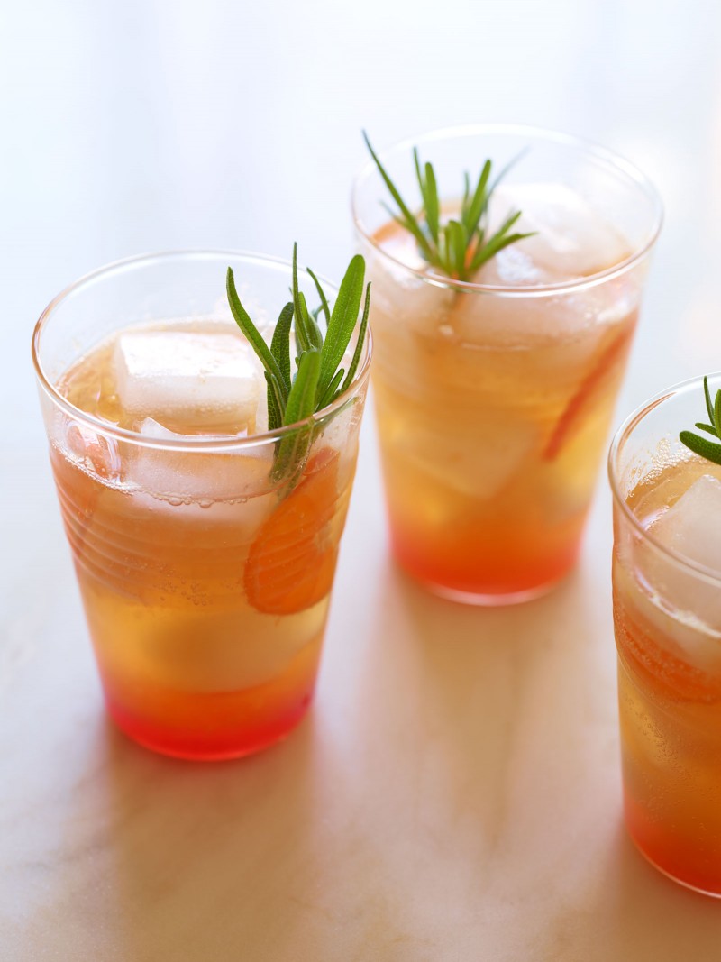 Cranberry Tangerine Rosemary and Cream Soda Mocktail.