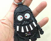 Inspired Cartoon Character - Despicable Me Darth Vader Minion / Starwars Handmade Leather Keychain / Charm ( Black )