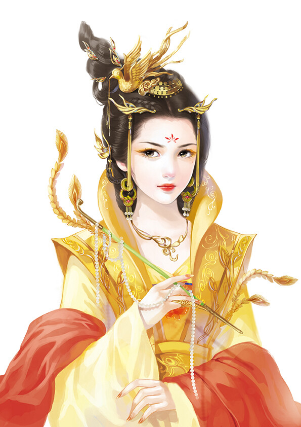 指尖糖插画，古风，美人