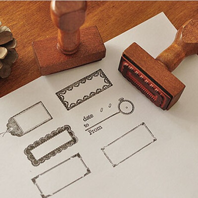 ZAKKA杂货风复古印章花边边框留言大印章图章DIY本本布艺