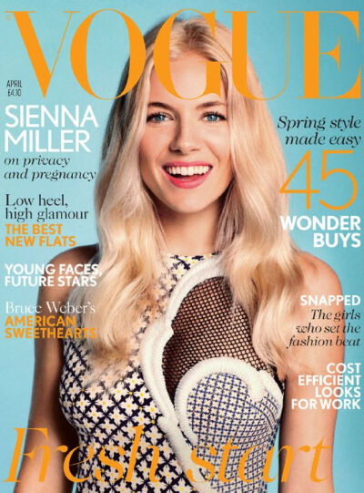 接下来英国版。 Vogue UK 2012.04 Sienna Miller by Ryan McGinley