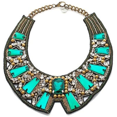 Green Stone Beaded Collar Necklace