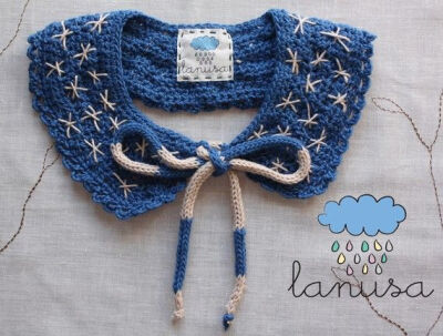 Crochet collar with stars made by Lanusa