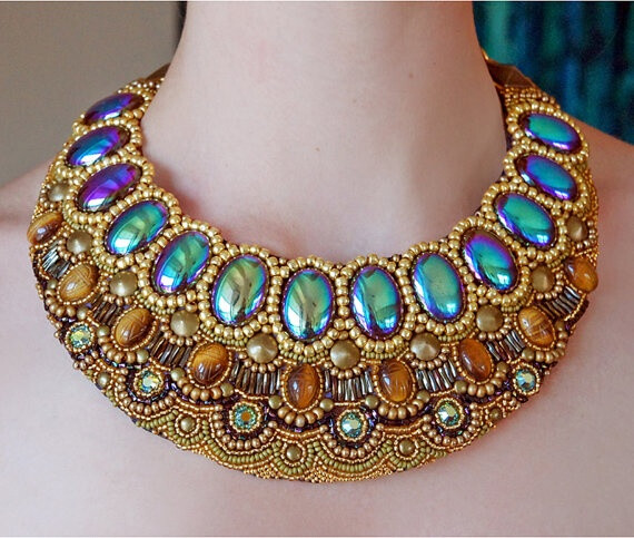 Cleo Necklace Bib necklace collar beaded by ASoderstromJewelry