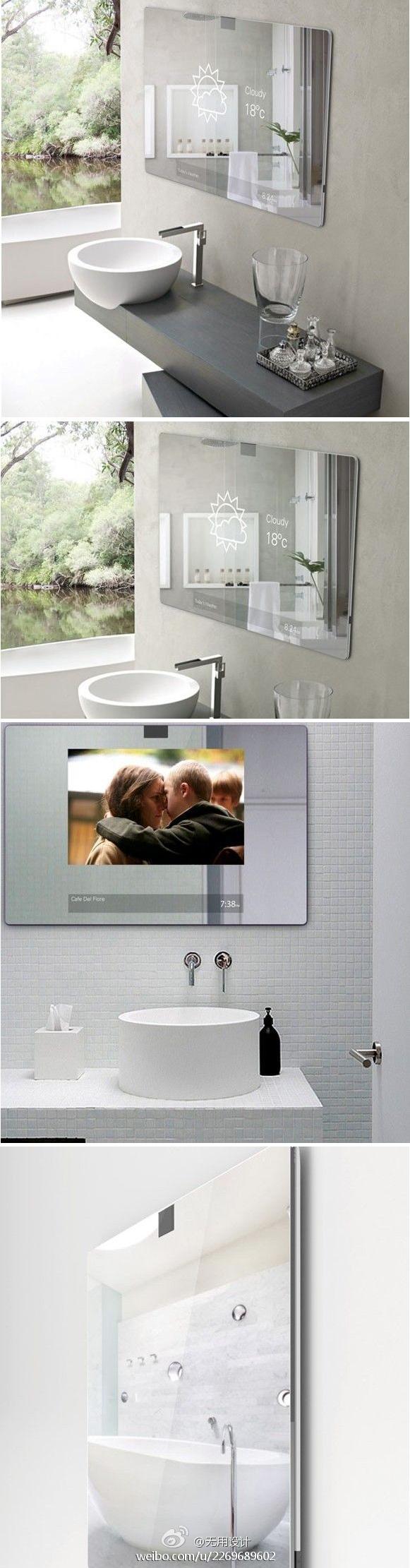 这个迷人的镜子获得了Reece 2013 Bathroom Innovation Award。它运用传感器和麦克风进行语音控制，能识别使用者的脸和手势，并且能根据需求播放音乐或电影、电子图书及流媒体信息，同时还能更新天气信息以及控制室温和灯光。这样一面聪明的万能智能镜子想必能让你在镜子前流连忘返吧！