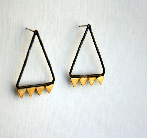 Black and Gold- Geometric Earrings