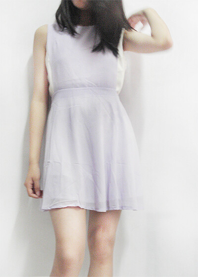 日香芋紫侧开全雪纺t恤罩裙