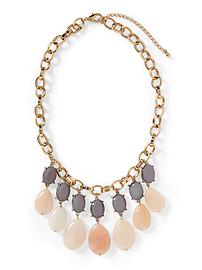 Tinley Road Pink and Grey Beaded Drop Necklace