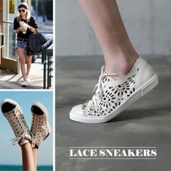 独家限量 手工鞋 chanel st lace sneakers 镂空休闲皮鞋 AE98674